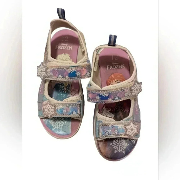 Disney Frozen Sparkles Elsa and Anna Light Up  Girl Sandals Size 12 - Picture 3 of 6